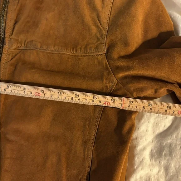 Massimo Dutti Tan Suede Bomber Jacket 100% Goatskin Size S/36 - Picture 13 of 16